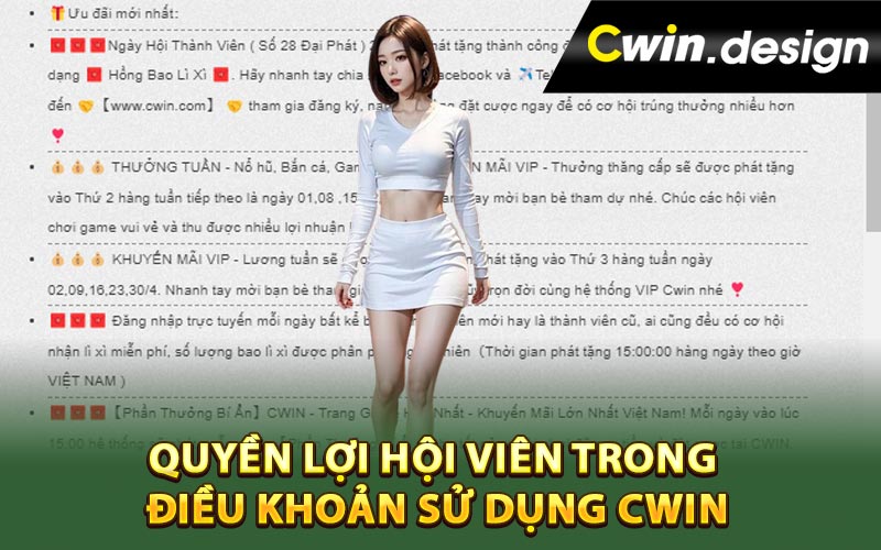 Quyền lợi hội viên trong điều khoản sử dụng Cwin